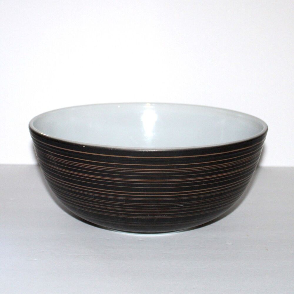 Vintage Pyrex Terra Mixing Bowl 4 Qt 404 brown stripes 10.25"
